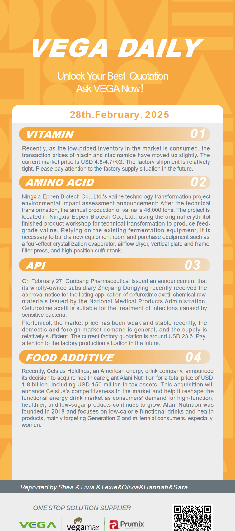 Vega Daily Dated on Feb 28th 2024 Vitamin Amino Acid APl Food Additives.png